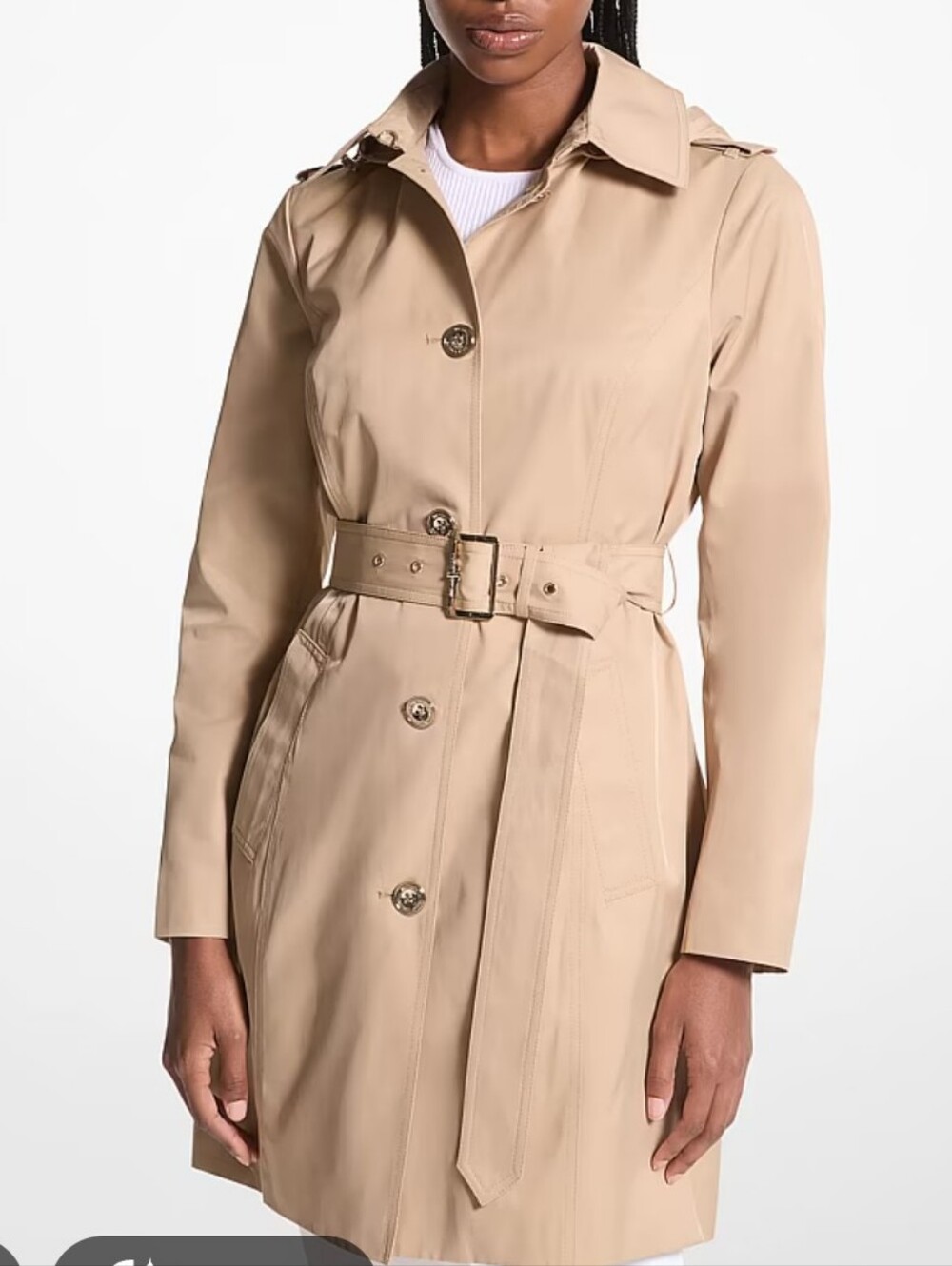 Michael Kors Light Beige Trench Coat with Belted Waist